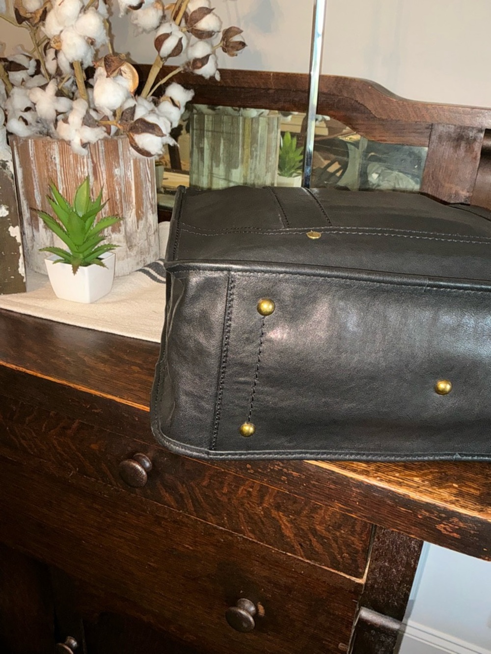 NWOT Frye Madison Leather Shopper Tote Shoulder Bag Black Retail $398 - Picture 8 of 11
